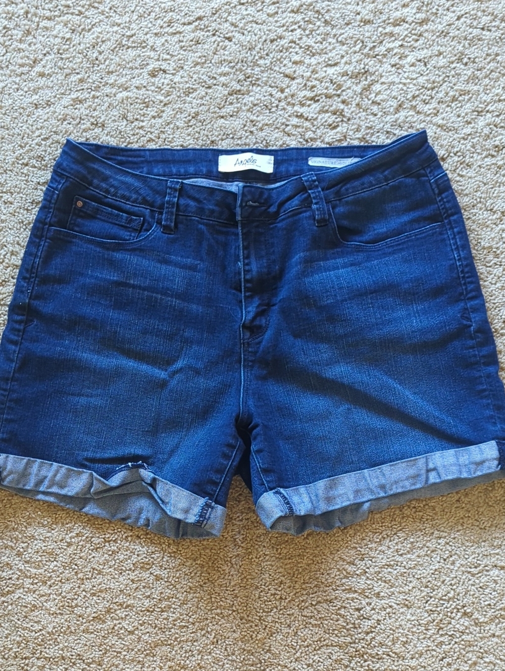 Angel Dark Blue Rolled-Cuff Denim Shorts